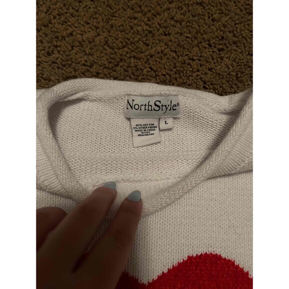 NorthStyle Womens Heart Pattern Long Sleeve Pullover Sweater Size Large - Picture 3 of 5